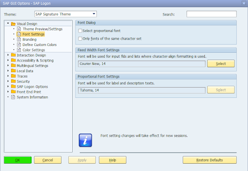 How to change SAP Gui Font Size